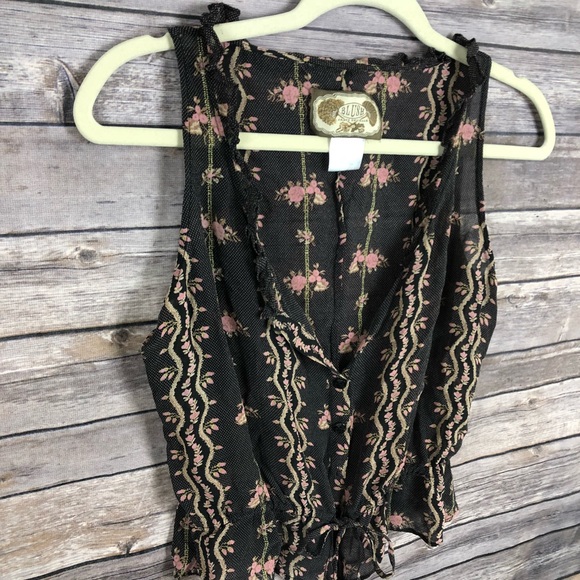 Blush James Coviello black pink silk floral top - Picture 2 of 6